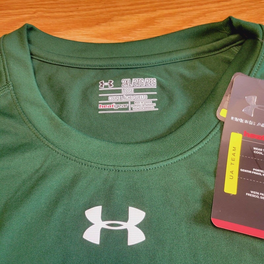 Under Armour Men's Heat Gear T-shirt Size XXL Loose Fit Green NWT - Picture 4 of 14